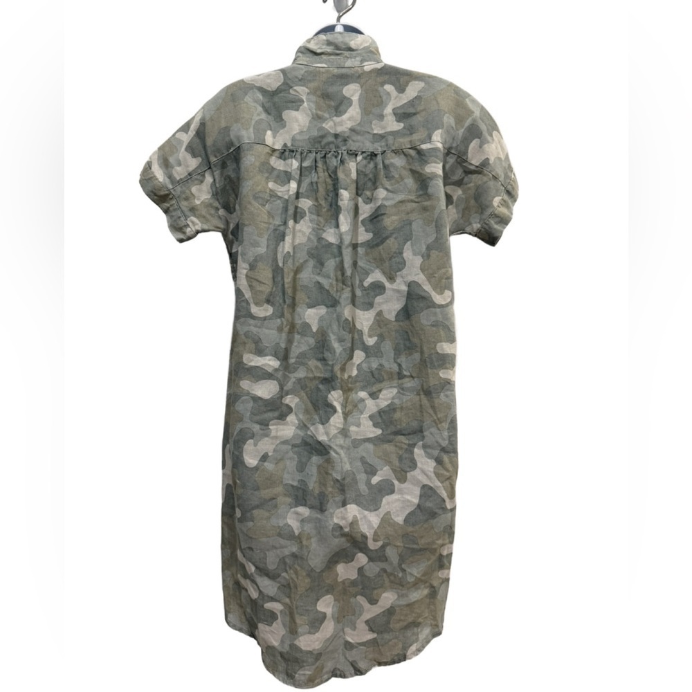 C&C California 100% Linen Green Camouflage Button Down Dress. XS - Picture 5 of 6